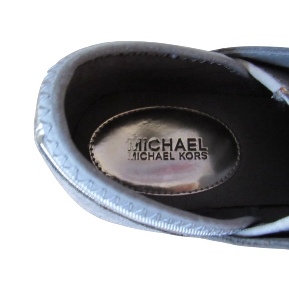 Michael Kors Liv Trainer Platform Wedge Sneakers 9.5 Gray Leather Lace Up - Picture 7 of 10